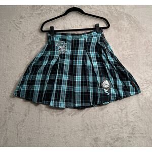 Disney Descendants Black & Blue Plaid Pleated Skirt Size XL (14-16)